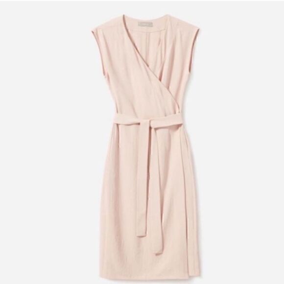 NEW Everlane The Japanese GoWeave Sleeveless Wrap Midi Dress Pink 4 - Picture 5 of 5